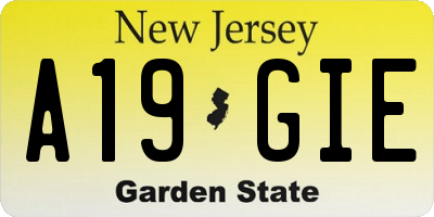 NJ license plate A19GIE
