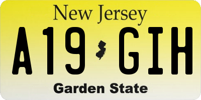NJ license plate A19GIH