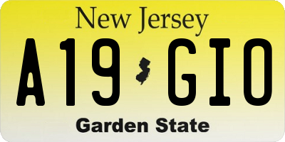 NJ license plate A19GIO