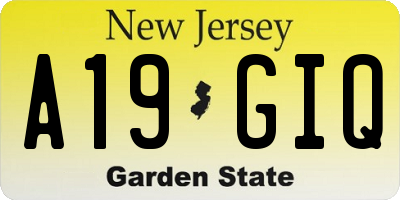NJ license plate A19GIQ