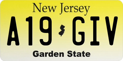 NJ license plate A19GIV
