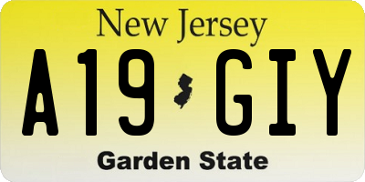 NJ license plate A19GIY