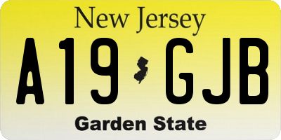 NJ license plate A19GJB
