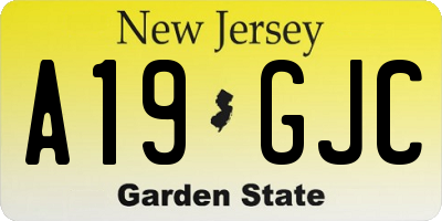 NJ license plate A19GJC