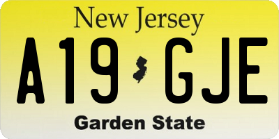 NJ license plate A19GJE