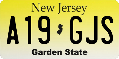 NJ license plate A19GJS