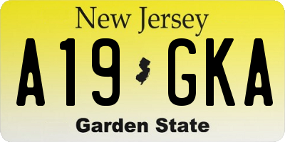 NJ license plate A19GKA