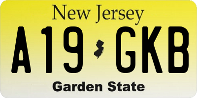 NJ license plate A19GKB