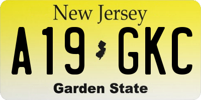 NJ license plate A19GKC