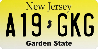 NJ license plate A19GKG