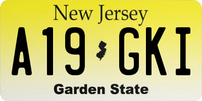 NJ license plate A19GKI