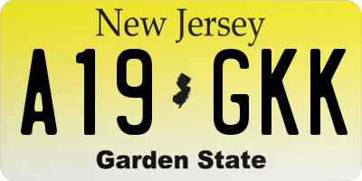 NJ license plate A19GKK