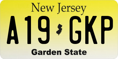 NJ license plate A19GKP