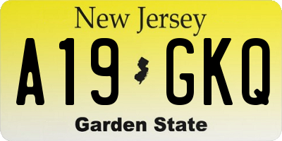 NJ license plate A19GKQ