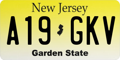 NJ license plate A19GKV