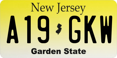 NJ license plate A19GKW