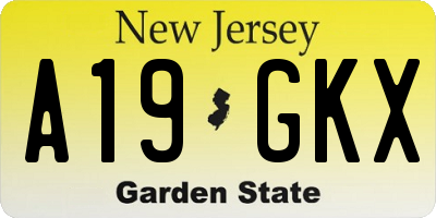 NJ license plate A19GKX