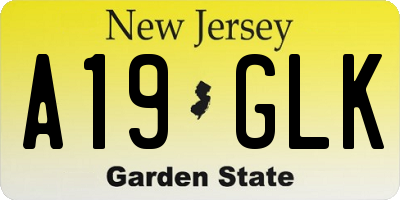 NJ license plate A19GLK