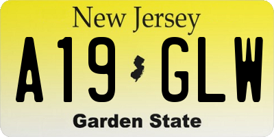 NJ license plate A19GLW
