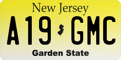 NJ license plate A19GMC