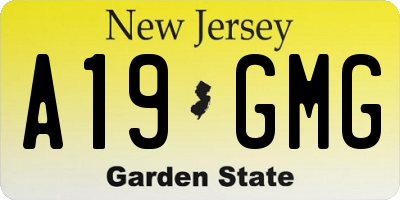 NJ license plate A19GMG