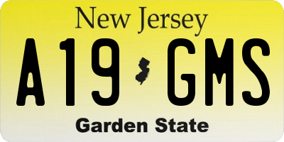 NJ license plate A19GMS