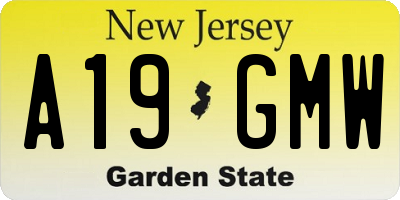 NJ license plate A19GMW