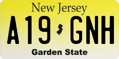 NJ license plate A19GNH