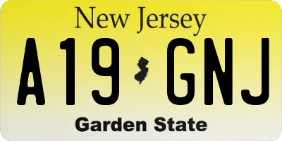 NJ license plate A19GNJ