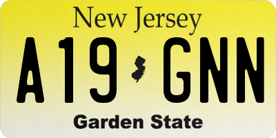 NJ license plate A19GNN