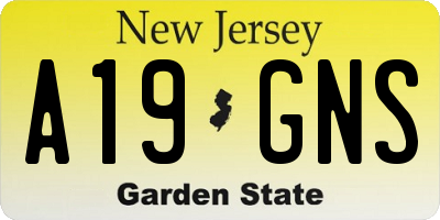 NJ license plate A19GNS