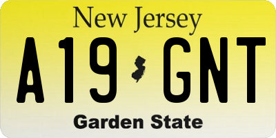 NJ license plate A19GNT