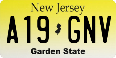 NJ license plate A19GNV