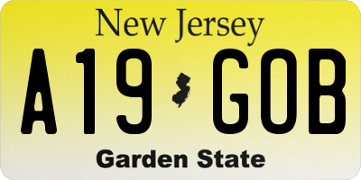 NJ license plate A19GOB