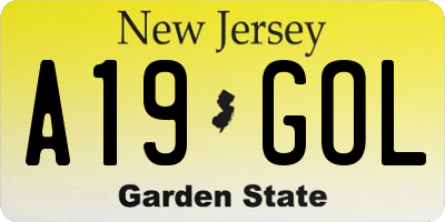NJ license plate A19GOL