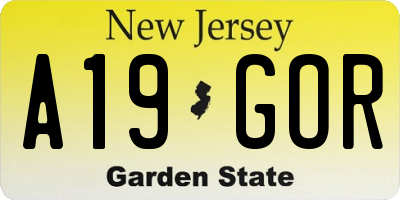 NJ license plate A19GOR