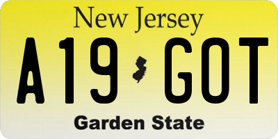NJ license plate A19GOT