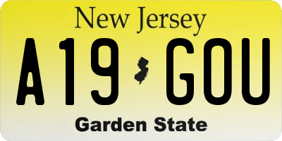NJ license plate A19GOU