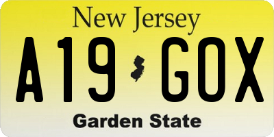 NJ license plate A19GOX