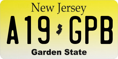 NJ license plate A19GPB