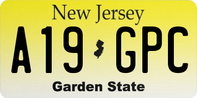 NJ license plate A19GPC