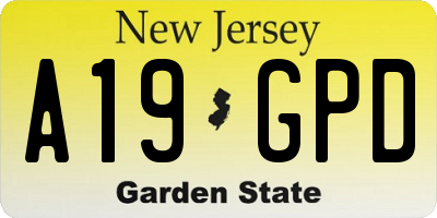 NJ license plate A19GPD