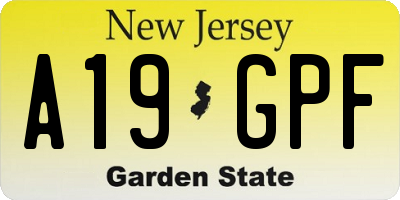 NJ license plate A19GPF