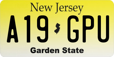 NJ license plate A19GPU