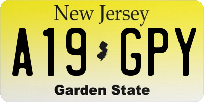 NJ license plate A19GPY