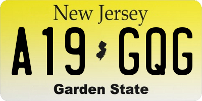 NJ license plate A19GQG