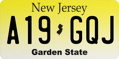 NJ license plate A19GQJ