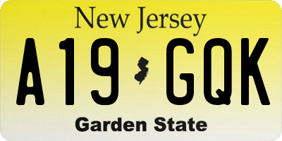 NJ license plate A19GQK