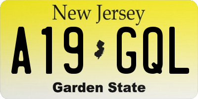 NJ license plate A19GQL