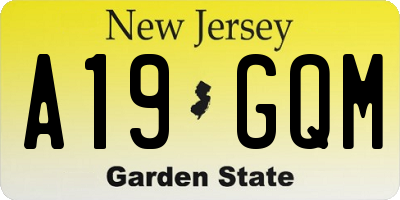 NJ license plate A19GQM